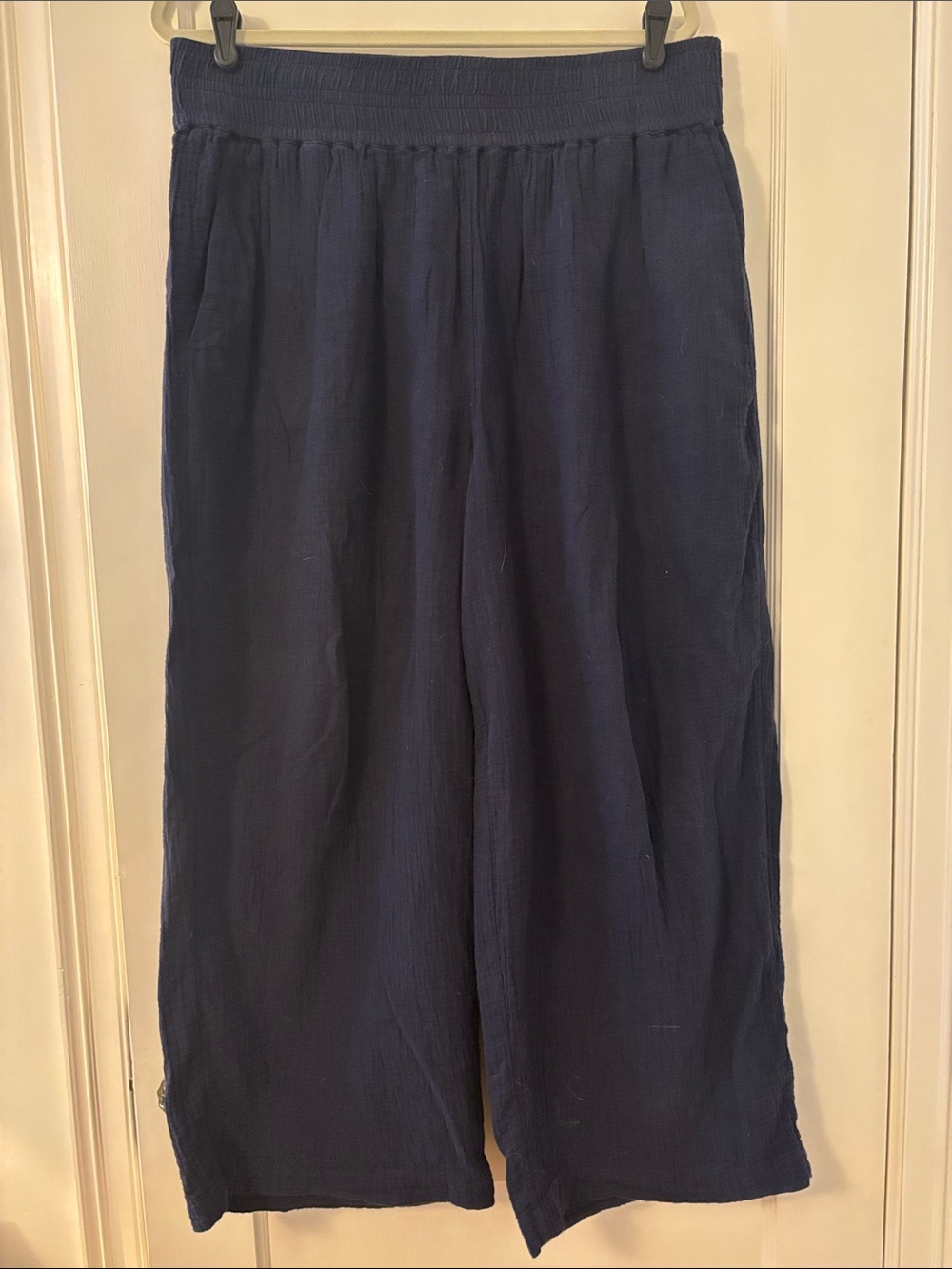 Boden Dark Navy Double Cloth Elastic Waist Wide-Leg Pants - Picture 2 of 5